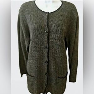 Liz Claiborne Liz & Co. Cardigan Jacket Sweater Medium Gray